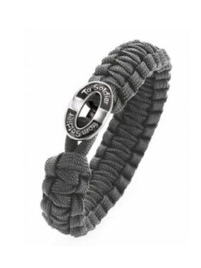 From Soldier To Soldier Braided Paracord Bracelet in Charcoal with Silver Clasp